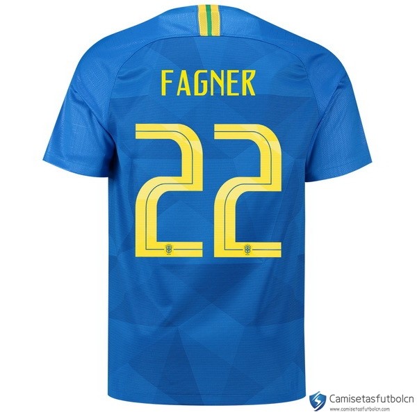 Camiseta Seleccion Brasil Segunda equipo Fagner 2018 Azul
